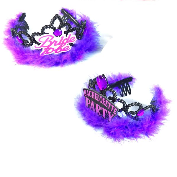 2pcs wedding event bachelorette bride to be tiara purple feather black hair accessories hen party wedding event party supplies
2pcs wedding event bachelorette bride to be tiara purple feather black hair accessories hen party wedding event party supplies