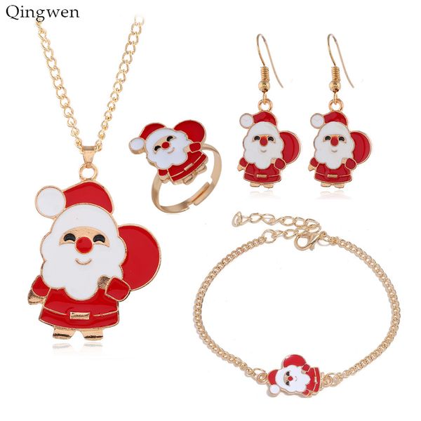 4 pcs fashion christmas jewelry set for women girls xmas santa claus bell elk necklace earrings bracelet ring party gifts, Silver
4 pcs fashion christmas jewelry set for women girls xmas santa claus bell elk necklace earrings bracelet ring party gifts, Silver