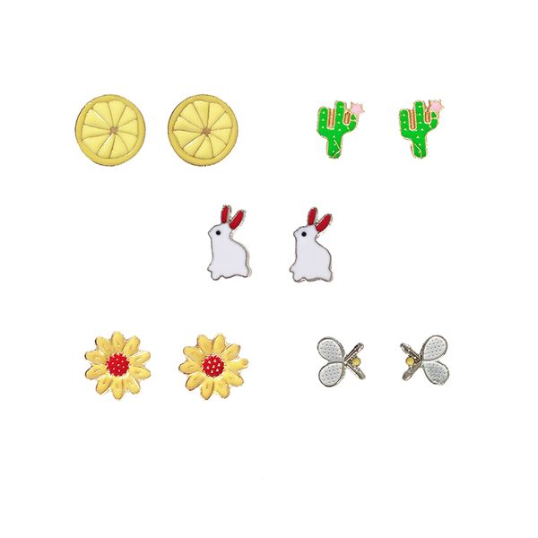 lemon rabbit sunflower cactus plant animal earrings cute pretty cartoon creative special combination ornament gift for woman, Golden;silver
lemon rabbit sunflower cactus plant animal earrings cute pretty cartoon creative special combination ornament gift for woman, Golden;silver