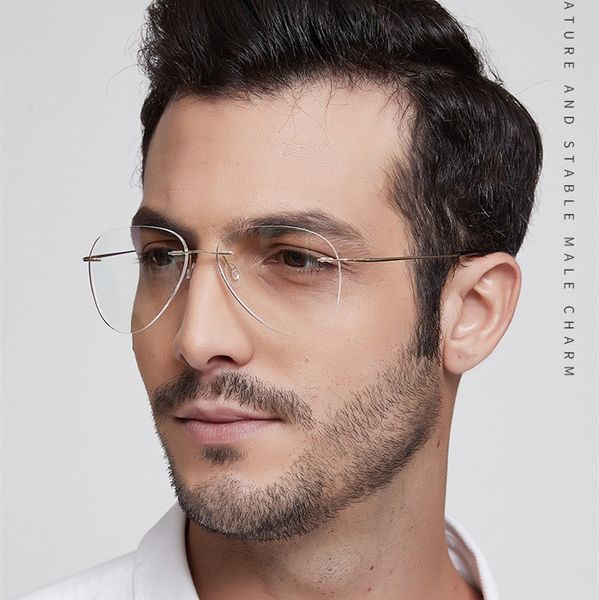 pilot ultra-light memory titanium rimless aviation myopia eyeglasses optical glasses frame men spectacle prescription eyewear, Black
pilot ultra-light memory titanium rimless aviation myopia eyeglasses optical glasses frame men spectacle prescription eyewear, Black