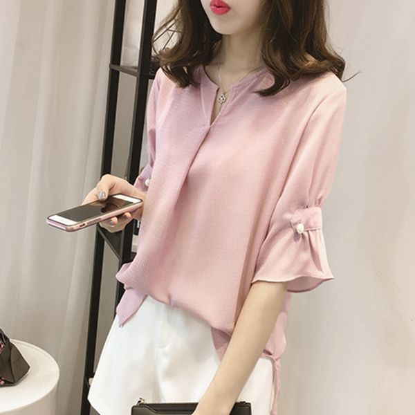 women's blouses & shirts 2021 womens and summer flare sleeve beading chiffon blouse shirt ladies work wear office blusa feminina, White
women's blouses & shirts 2021 womens and summer flare sleeve beading chiffon blouse shirt ladies work wear office blusa feminina, White