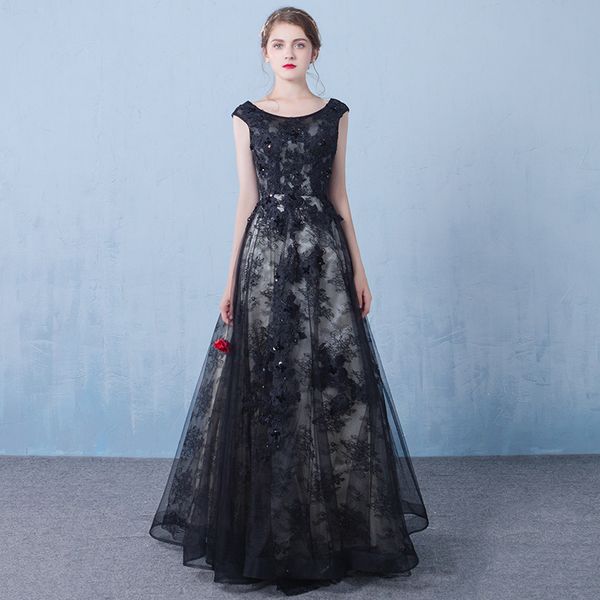 elegant lace long evening dresses black beading scoop prom gowns formal party dress lace up back vestido de festa 2019, White;black
elegant lace long evening dresses black beading scoop prom gowns formal party dress lace up back vestido de festa 2019, White;black