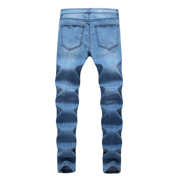 ripped distressed long light blue striped jean pants fashion trousers mens designer jeans
ripped distressed long light blue striped jean pants fashion trousers mens designer jeans