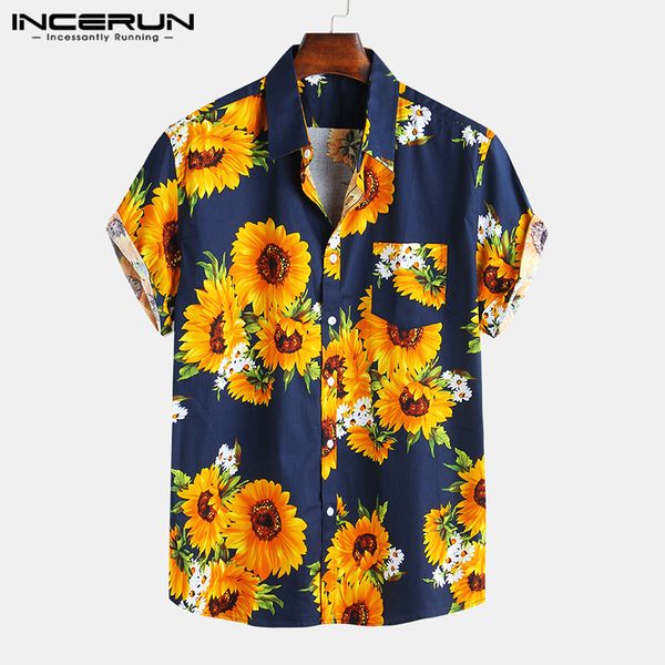 2020 men sunflower printed shirts short sleeve lapel shirt casual loose floral blouse man buttons hawaiian holiday beach, White;black
2020 men sunflower printed shirts short sleeve lapel shirt casual loose floral blouse man buttons hawaiian holiday beach, White;black