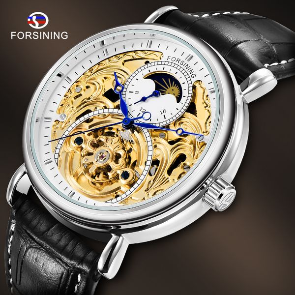 forsining mens watch fashion black genuine leather moonphase skeleton wristwatch mens causal waterproof sport mechanical watch, Slivery;brown
forsining mens watch fashion black genuine leather moonphase skeleton wristwatch mens causal waterproof sport mechanical watch, Slivery;brown