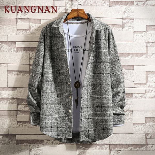 kuangnan japan style plaid flannel shirt men streetwear men shirts casual slim fit korean shirt long sleeve xxxl 2019 new, White;black
kuangnan japan style plaid flannel shirt men streetwear men shirts casual slim fit korean shirt long sleeve xxxl 2019 new, White;black