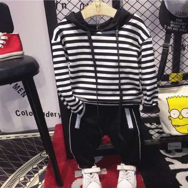 children's spring and autumn set 2019 new boys fashion striped hoodie + casual pants two-piece boys cotton 3-8 years, White
children's spring and autumn set 2019 new boys fashion striped hoodie + casual pants two-piece boys cotton 3-8 years, White