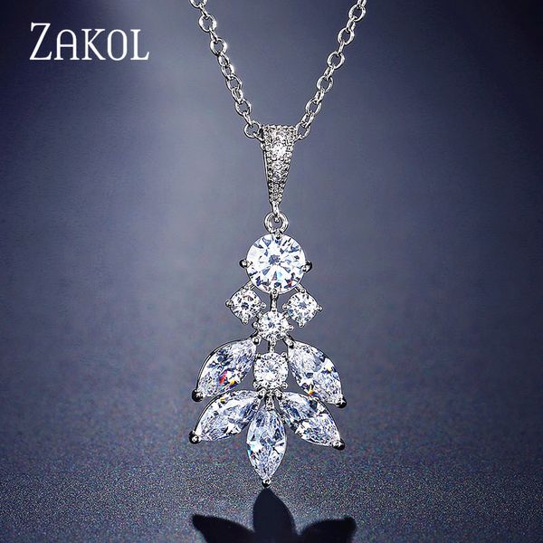 zakol fashion aaa cubic zirconia leaf chain necklace pendant for women crystal wedding dinner party custom jewelry fsnp2089, Silver
zakol fashion aaa cubic zirconia leaf chain necklace pendant for women crystal wedding dinner party custom jewelry fsnp2089, Silver