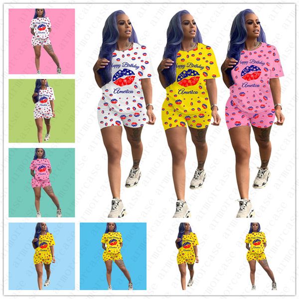 women two piece set designer letters american independence day star lip full printing short sleeve t shirt shorts brand tracksuit d52512, White
women two piece set designer letters american independence day star lip full printing short sleeve t shirt shorts brand tracksuit d52512, White