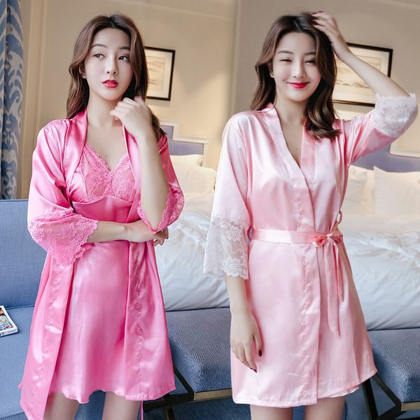 cute women's silk satin two-piece pajamas sets ice silk lace nightgown sleepwear sleepdress+robe, Black;red
cute women's silk satin two-piece pajamas sets ice silk lace nightgown sleepwear sleepdress+robe, Black;red