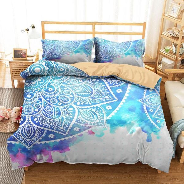 3d bedding clothes home textiles light blue mandala printed duvet cover with pillowcases for single size
3d bedding clothes home textiles light blue mandala printed duvet cover with pillowcases for single size