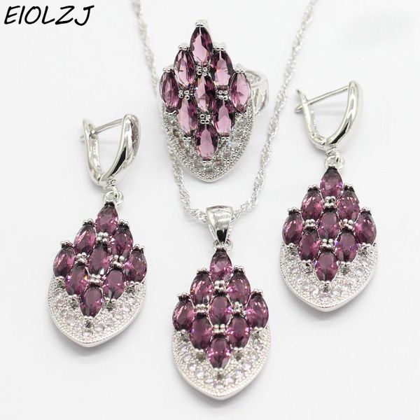 fashion purple zircon engagement jewelry sets silver 925 for women necklace dangle drop earrings bracelet ring jewellry box
fashion purple zircon engagement jewelry sets silver 925 for women necklace dangle drop earrings bracelet ring jewellry box