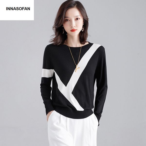 innasofan slim sweater women autumn winter knitted long-sleeved sweater euro-american fashion chic elegant, White;black
innasofan slim sweater women autumn winter knitted long-sleeved sweater euro-american fashion chic elegant, White;black