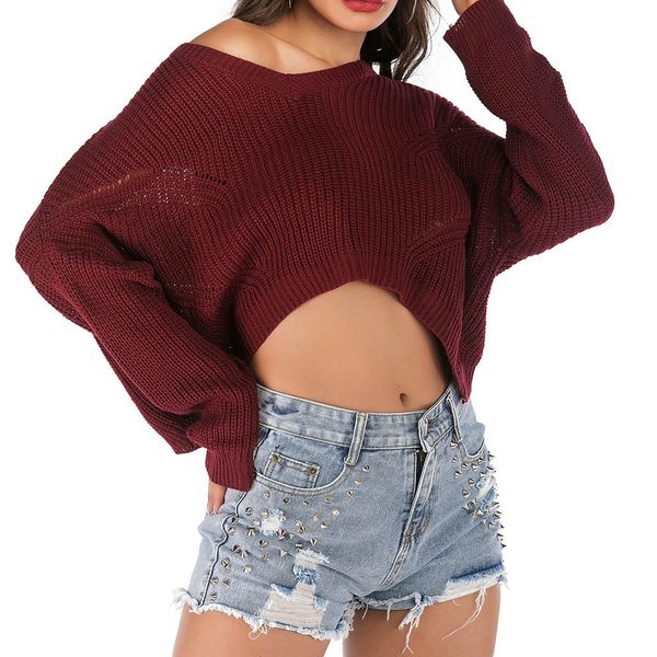 fashion women solid irregular v-neck long sleeve short crop knitted sweater top, White;black
fashion women solid irregular v-neck long sleeve short crop knitted sweater top, White;black