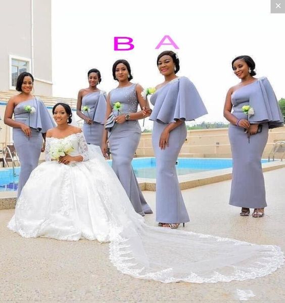 african one shoulder mermaid bridesmaid dresses long appliques beads sash satin beads sequins weding guest dress maid of honor gowns, White;pink
african one shoulder mermaid bridesmaid dresses long appliques beads sash satin beads sequins weding guest dress maid of honor gowns, White;pink
