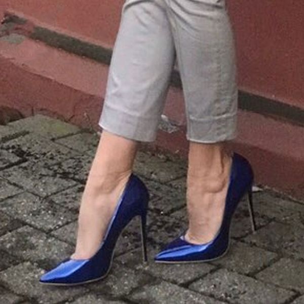 elegant women dark blue patent leather pointy evening dress pumps high heels ladies party shoes, Black
elegant women dark blue patent leather pointy evening dress pumps high heels ladies party shoes, Black