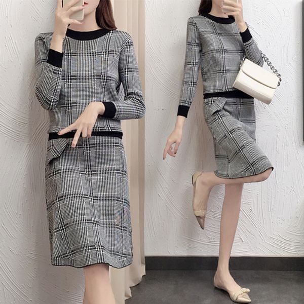 spring and autumn knitted and skirt conjunto feminino chic plaid women two piece outfits thin ensemble femme survetement, Gray
spring and autumn knitted and skirt conjunto feminino chic plaid women two piece outfits thin ensemble femme survetement, Gray
