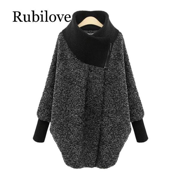 rubilove new 2019 winter women's high-collar loose woolen coat, Black
rubilove new 2019 winter women's high-collar loose woolen coat, Black