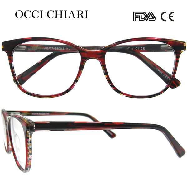 

occi chiari 2018 fashion acetate women optical glasses full rim frames clear lens myopia eyeglasses eyewear spectacles w-caneto, Black
