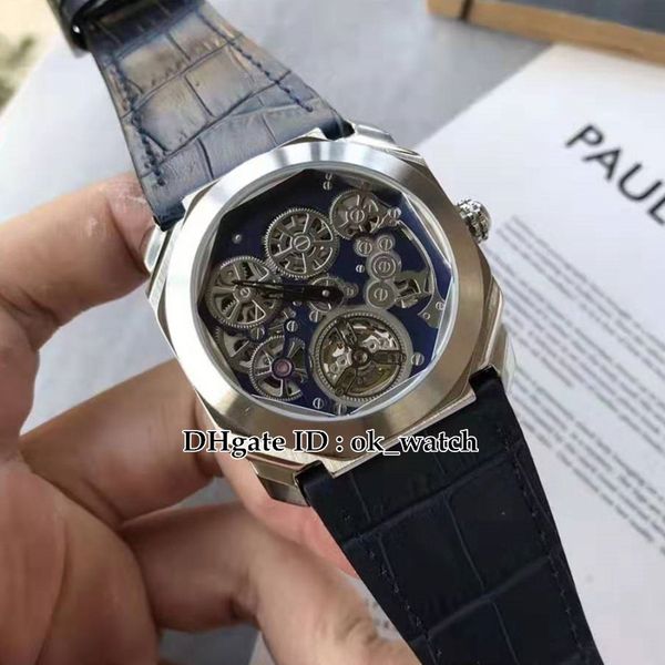 new octo finissimo tourbillon 103188 skeleton automatic mens watch silver steel case blue dial leather strap gents sportwatches, Slivery;brown
new octo finissimo tourbillon 103188 skeleton automatic mens watch silver steel case blue dial leather strap gents sportwatches, Slivery;brown