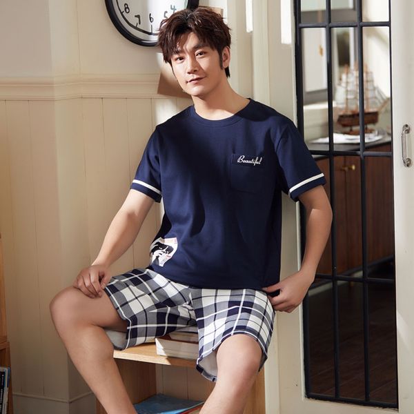 men's pajama sets summer man pajamas set simple sleepwear short sleeve cotton pajamas for men short pant leisure outwear, Black;brown
men's pajama sets summer man pajamas set simple sleepwear short sleeve cotton pajamas for men short pant leisure outwear, Black;brown
