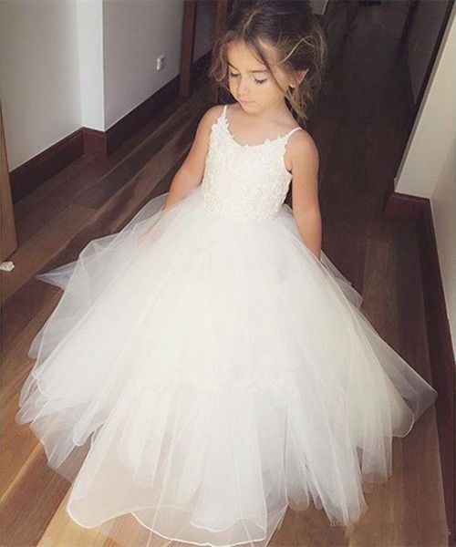2019 charming white flower girls dresses lace bodice spaghetti straps ball gown kids party gowns, White;blue
2019 charming white flower girls dresses lace bodice spaghetti straps ball gown kids party gowns, White;blue