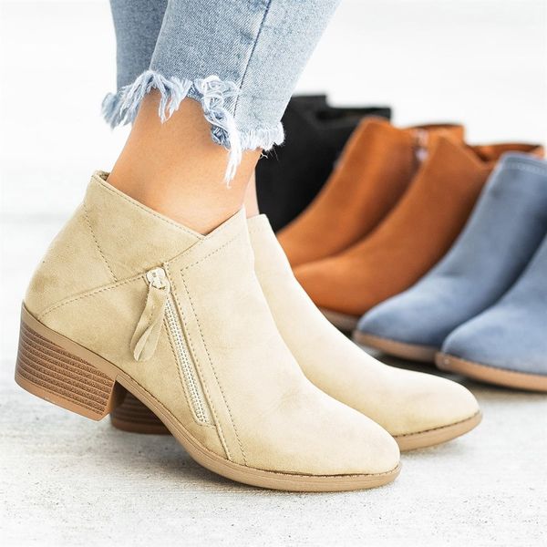 ankle boots for women 2019 new fashion simple ladies boots round toe casual flats white winter female shoes short, Black 
ankle boots for women 2019 new fashion simple ladies boots round toe casual flats white winter female shoes short, Black