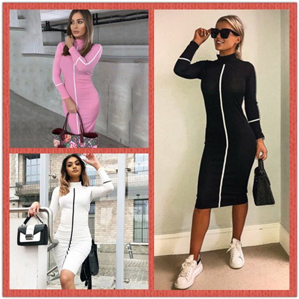 women designer bodycon dresses stand collar long sleeve womens summer dress autumn casual womens pencil dress, Black;gray
women designer bodycon dresses stand collar long sleeve womens summer dress autumn casual womens pencil dress, Black;gray