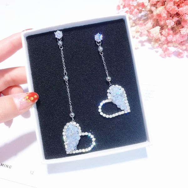 long tasseled asymmetrical earrings women crystal love heart ear studs ear ornament eardrop, Silver
long tasseled asymmetrical earrings women crystal love heart ear studs ear ornament eardrop, Silver