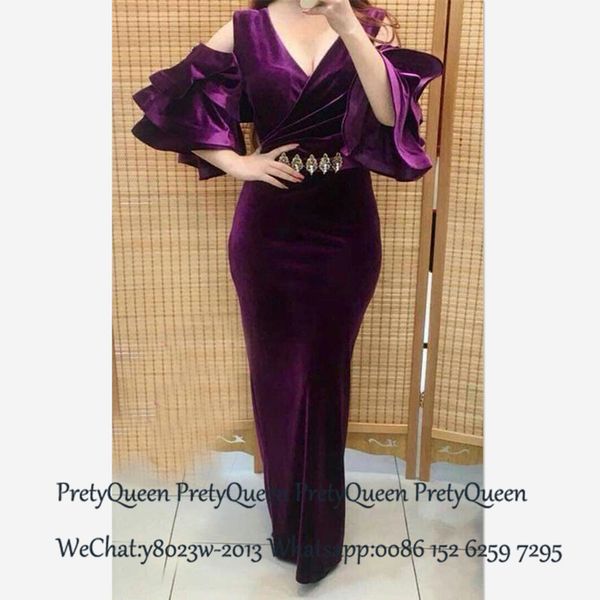 purple velvet mermaid evening dress with beads tiered ruffles 3/4 long sleeves deep v neck formal prom dresses for women, White;black
purple velvet mermaid evening dress with beads tiered ruffles 3/4 long sleeves deep v neck formal prom dresses for women, White;black