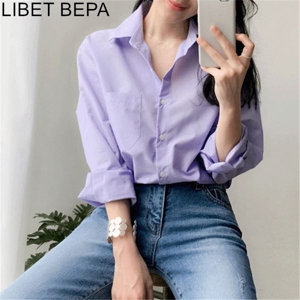 women's blouses & shirts 2021 autumn spring casual collar korean style clothing striped tunika office lady bl1725, White
women's blouses & shirts 2021 autumn spring casual collar korean style clothing striped tunika office lady bl1725, White