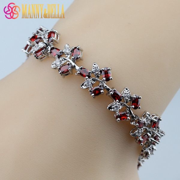 new style red garnet silver color bracelet health fashion jewelry for women jewelry box sl65, Black
new style red garnet silver color bracelet health fashion jewelry for women jewelry box sl65, Black