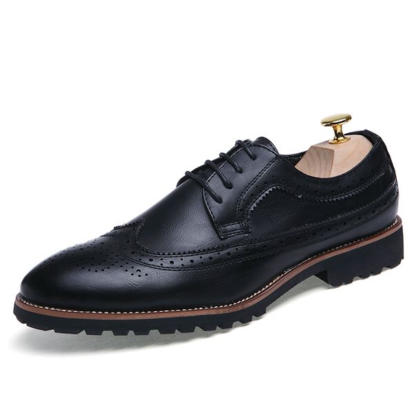 men fashion party nightclub dresses soft leather shoes carving bullock shoe platform brogue sneakers masculino, Black
men fashion party nightclub dresses soft leather shoes carving bullock shoe platform brogue sneakers masculino, Black