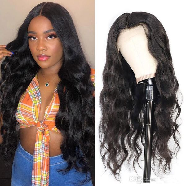 lace front wigs 360 glueless human hair natural wave virgin brazilian 360 full lace wigs pre plucked bleached knots for black women, Black;brown
