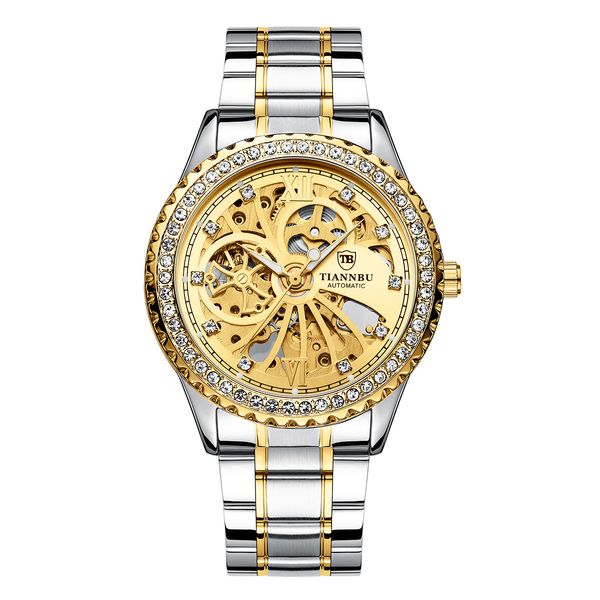 diamond set automatic mechanical watch mens luminous waterproof stainless steel hollow mens watch, Slivery;brown
diamond set automatic mechanical watch mens luminous waterproof stainless steel hollow mens watch, Slivery;brown