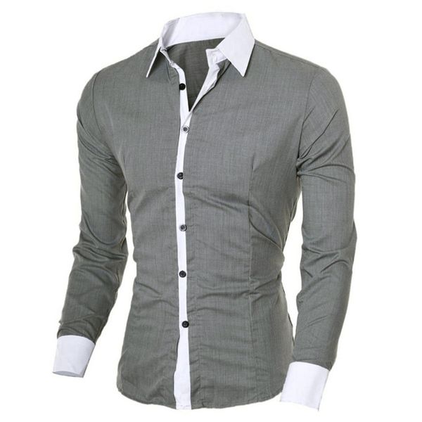2019 men summer new fashion casual basic slim men casual fashion personality men's slim long-sleeved shirt blouse, White;black