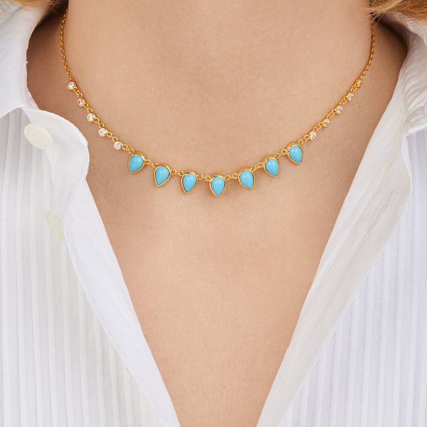 blue tear drop turquoises stone cz charm link chain choker necklace for women gold collars, Silver
blue tear drop turquoises stone cz charm link chain choker necklace for women gold collars, Silver