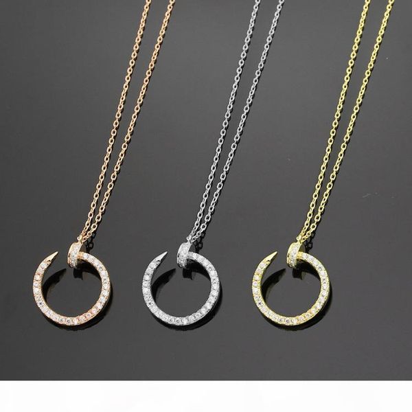 new arrive fashion classic lady 925 silver 18k plated gold necklaces with full diamond nail pendant wedding engagement 3 color
new arrive fashion classic lady 925 silver 18k plated gold necklaces with full diamond nail pendant wedding engagement 3 color