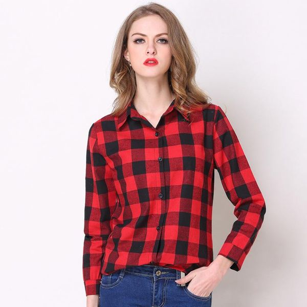 autumn women blouse 2017 casual plaid long sleeve single breasted loose button cotton shirt female red/black streetwear, White
autumn women blouse 2017 casual plaid long sleeve single breasted loose button cotton shirt female red/black streetwear, White