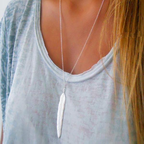 women is jewelry popular simple feather necklace leaf sweater chain necklace selling girl's ornament clothes accessories, Silver
women is jewelry popular simple feather necklace leaf sweater chain necklace selling girl's ornament clothes accessories, Silver