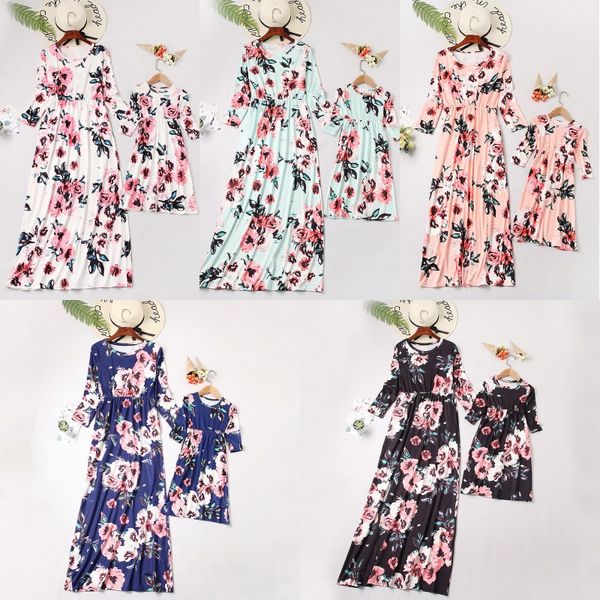 mommy and me floral dress mother and daughter family matching outfits summer nine points sleeve family matching long dress, Blue
mommy and me floral dress mother and daughter family matching outfits summer nine points sleeve family matching long dress, Blue
