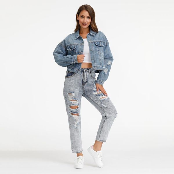 danala 2019 autumn fashion hole full sleeve two pockets denim jacket for women new cool girl stree style hip-hop chaqueta mujer, Black;brown
danala 2019 autumn fashion hole full sleeve two pockets denim jacket for women new cool girl stree style hip-hop chaqueta mujer, Black;brown