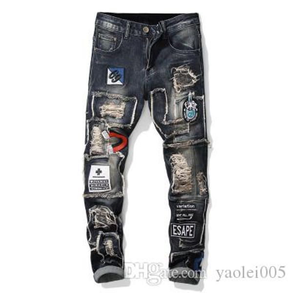 original design new mens jeans fashion style tide brand hole patch elastic small straight foot elastic, Blue
original design new mens jeans fashion style tide brand hole patch elastic small straight foot elastic, Blue