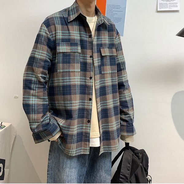 casual shirts men fashion japanese streetwear clothes plaid shirt mens clothing males long sleeve blouse baggy plus size, White;black
casual shirts men fashion japanese streetwear clothes plaid shirt mens clothing males long sleeve blouse baggy plus size, White;black