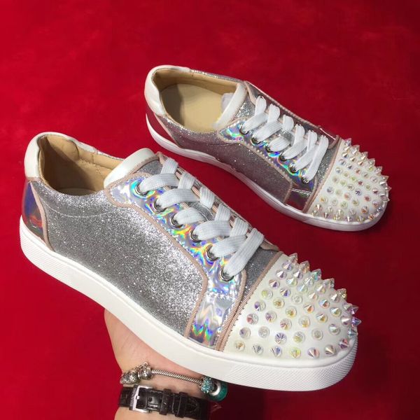 casual designer fashion women men silver glitter patent leather studded spikes new arrival krystal spike shoes boots, Black
casual designer fashion women men silver glitter patent leather studded spikes new arrival krystal spike shoes boots, Black