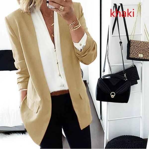 europe and america autumn and winter new solid color european american slim blazer, White;black
europe and america autumn and winter new solid color european american slim blazer, White;black