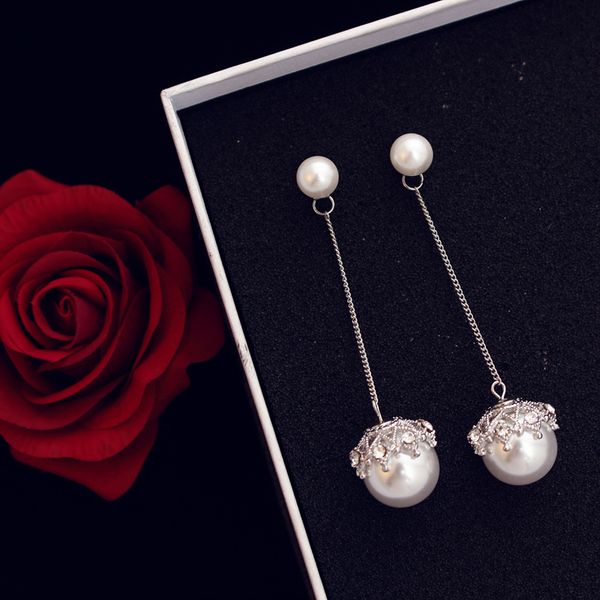 agood double imitation pearls long earrings drop for women wedding party jewelry accessories, Silver
agood double imitation pearls long earrings drop for women wedding party jewelry accessories, Silver