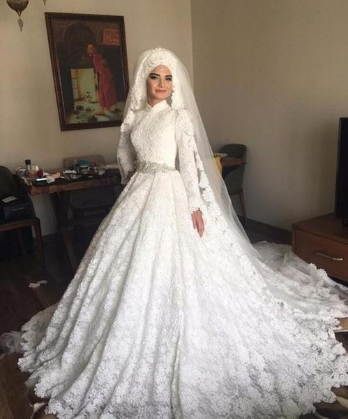 high neck white lace ball gown wedding dresses beaded belt vintage long sleeves muslim bridal gowns saudi arabic plus size wedding dress
high neck white lace ball gown wedding dresses beaded belt vintage long sleeves muslim bridal gowns saudi arabic plus size wedding dress