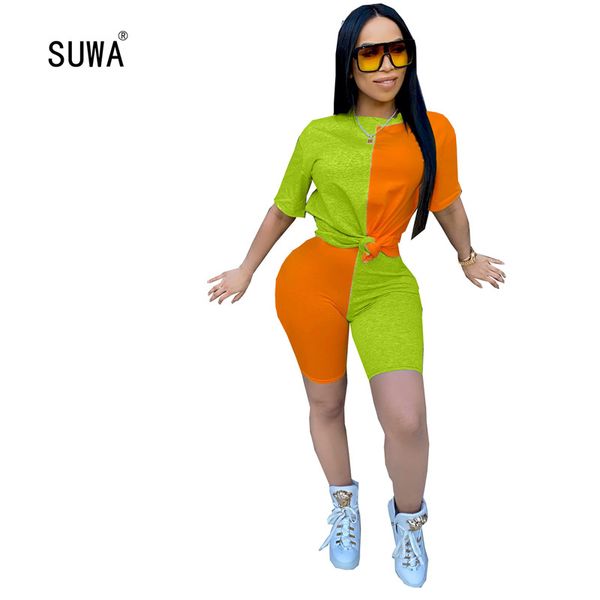 two-piece contrast patchwork women's clothing short-sleeve crew neck t-shirt and tight-fit shorts simple style tracksuit outfit, White
two-piece contrast patchwork women's clothing short-sleeve crew neck t-shirt and tight-fit shorts simple style tracksuit outfit, White