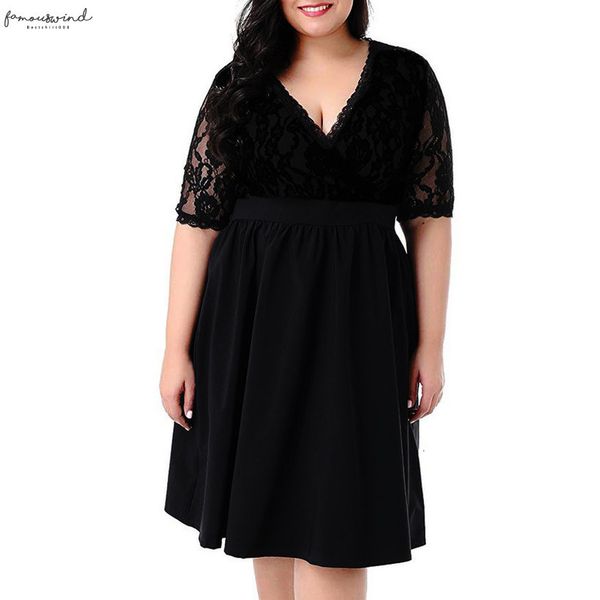 2020 large size v neck short sleeved lace waist dress summer outdoor nightclub party elegant dress plus size sundress, Black;gray
2020 large size v neck short sleeved lace waist dress summer outdoor nightclub party elegant dress plus size sundress, Black;gray